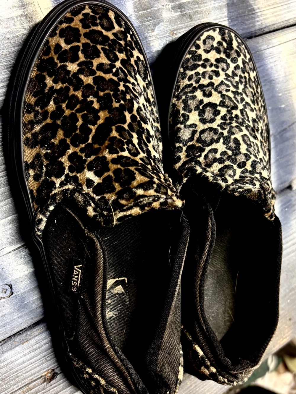 Vans Leopard Print Slip-On Casual Shoes - Black & Tan womens 7.5 - Picture 6 of 7